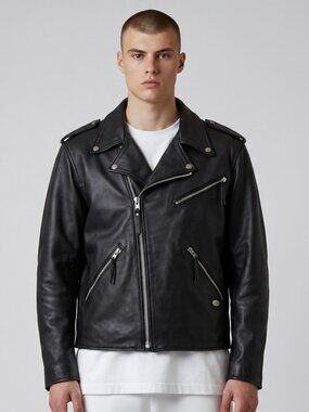 Harley Davidson Mens XL Leather Motorcycle Jacket Black Biker Heavy USA Made